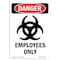 Signmission OSHA Danger Sign, 10" Height, Rigid Plastic, Employees Only, Portrait, V-2264 OS-DS-P-710-V-2264 - alternate 1